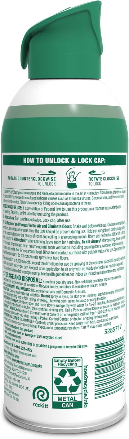Lysol Air Sanitizer Spray with Bacterial Odor Eliminator for Home & Office, Sanitizing Air Spray, Air Freshener Alternative, Mountain Spring Scent, 10 oz (Pack of 3)