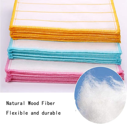 10 Pcs Simply Natural Wood Fiber Cleaning Cloths, 11.8 * 11.8inch Simply Natural Wood Fiber Cloths, Reusable Odor Free Dish Cloths & Dish Towels