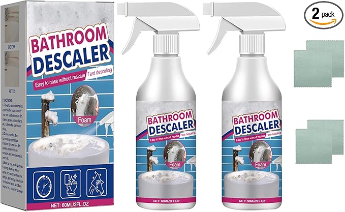 2025 New Bathroom Descaler Foam Cleaner, All Purpose Rinse Cleaning Foams Spray, Stubborn Stains Cleaner, Suitable for Faucets Bathtubs Tiles Glass (2pcs)
