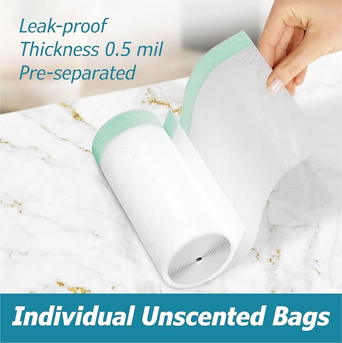 4 Gallon Drawstring Trash Bags - 0.5 Mil Strong - Small Garbage Bags - for Office Bathroom Kitchen - Individual, Unscented, White, 19" x 19", 60 Count