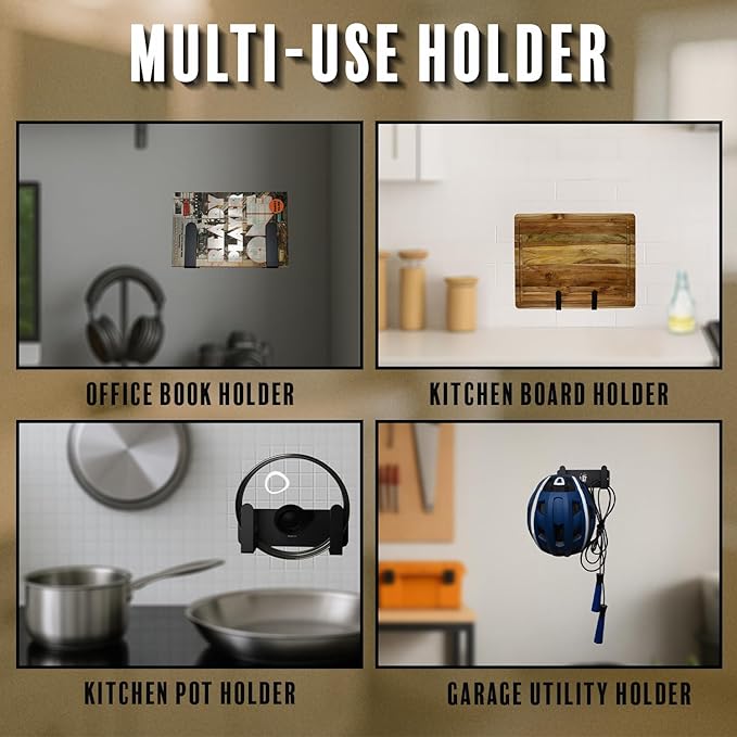 Body Weight Scale Holder for Bathroom – Wall Mount Organizer with Adhesive or Screw Install – Multi-Use Storage for Cutting Board Holder, Pot Lid Holder, Brooms & More – Space Saving Wall Rack (2)