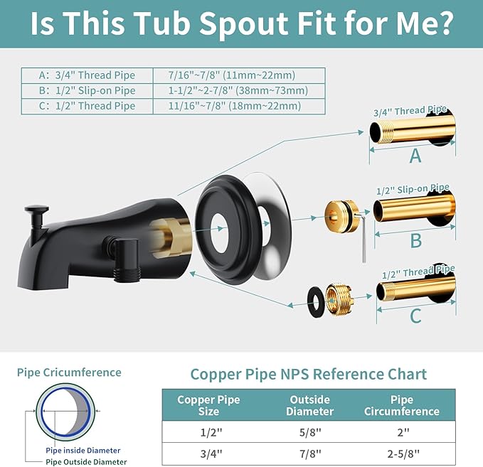 Bathtub Faucet with Handheld Sprayer, Shower Attachment for Tub Faucet, All Metal Bath Tub Spout with Shower Diverter, High Pressure 3+1 Settings Hand Held Showerhand (Matte Black)