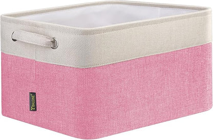 BALEINE 1 Pack Fabric Closet Storage Bins for Shelves, Linen Closet Organizers and Storage, Decorative Baskets for Organizing, Shelf, Clothes, Home, Office (Pink, 15''x11''x9.5'')