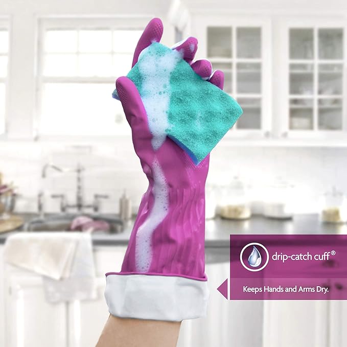 Playtex Living Rubber Cleaning Gloves, Premium Protection Reusable Household Gloves, Large (2 Pairs)