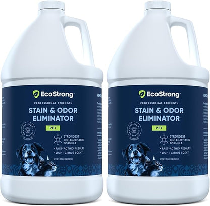 Eco Strong Pet Stain and Odor Remover - Cat Urine Enzyme Cleaner Destroyer, Urine Destroyer for Dogs, Pet Urine Enzyme Cleaner - 128 Oz (Pack of 2)