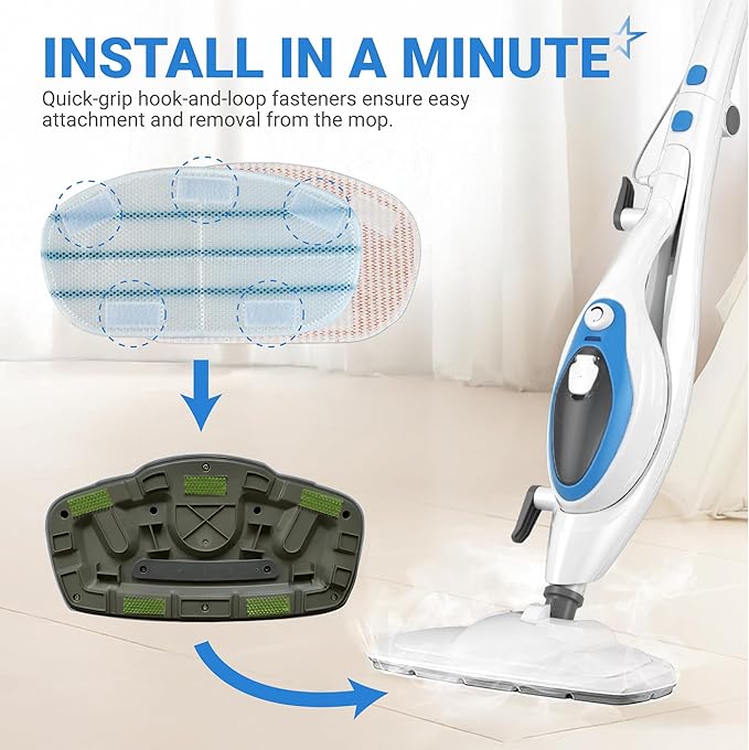 BlueStars 8 Pack Steam Mop Replacement Pads - Compatible with PurSteam ThermaPro 10-in-1 Steam Mop – 4 Microfiber Steam Scrub Pads & 4 Soft Cleaning Pads, Washable and Reusable Pads Replacement