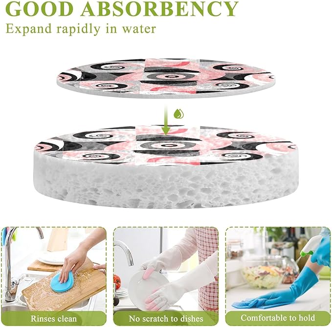 Abstract Pattern Kitchen Scrub Sponges, Pop-up Kitchen Cleaning Sponges Reusable Dish Washing Sponges for Bathroom Household Cleaning 3 Pack - Non Scratch Scrubber