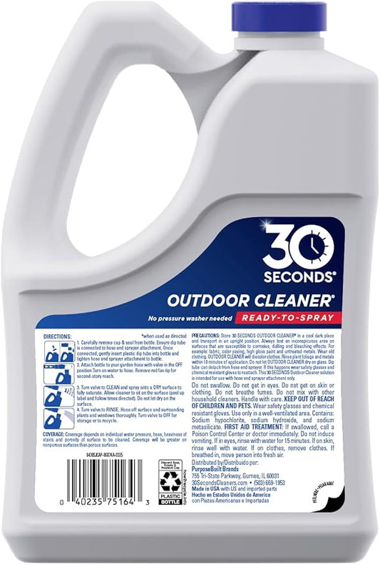 30 SECONDS Outdoor Cleaner 2 Pack with Hose End Sprayer - Cleans Stains from Algae, Mold and Mildew on Vinyl Siding, Deck, Patio, Brick and More