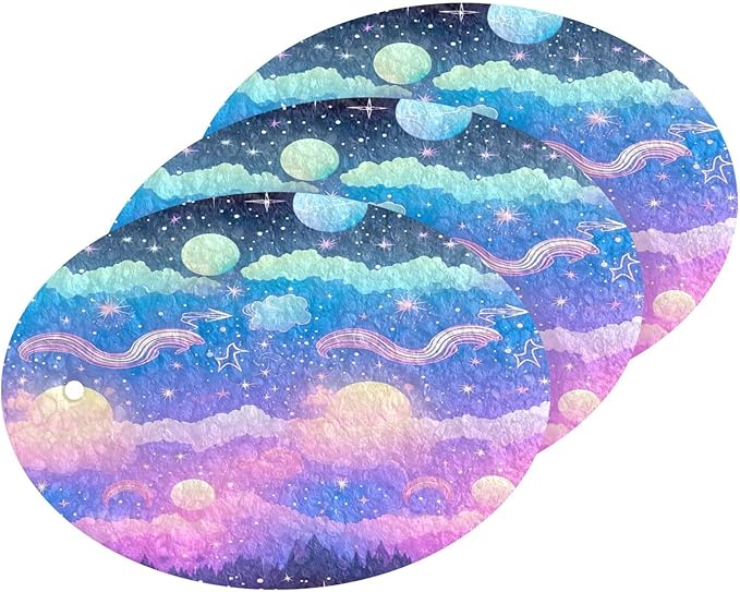 Star Moon Galaxy Kitchen Scrub Sponges, Pop-up Kitchen Cleaning Sponges Reusable Dish Washing Sponges for Bathroom Household Cleaning 3 Pack - Non Scratch Scrubber
