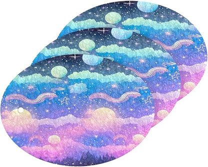 Star Moon Galaxy Kitchen Scrub Sponges, Pop-up Kitchen Cleaning Sponges Reusable Dish Washing Sponges for Bathroom Household Cleaning 3 Pack - Non Scratch Scrubber