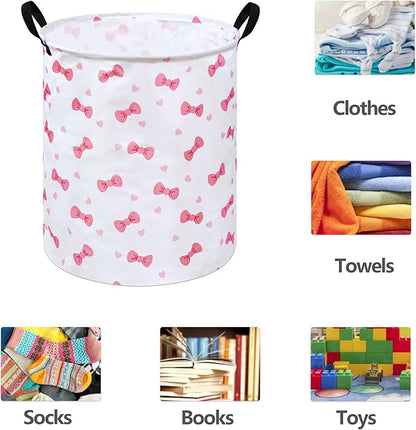 19.7" Round Kids Laundry Basket Gift Basket Storage Laundry Hamper Laundry Basket Baby Toys Nursery Bin with Handles,Storage Basket for Kids Room Bedroom Decor