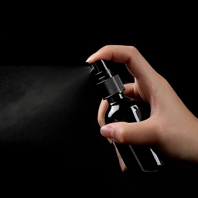 NOOEEISS Black Glass Small Spray Bottle 2 oz 48 Packs,Fine Mist Sprayer Small Clear Bottles,Refillable Containers mini spray bottles for Cleaning Solutions and Skin Care (Black 48pcs)