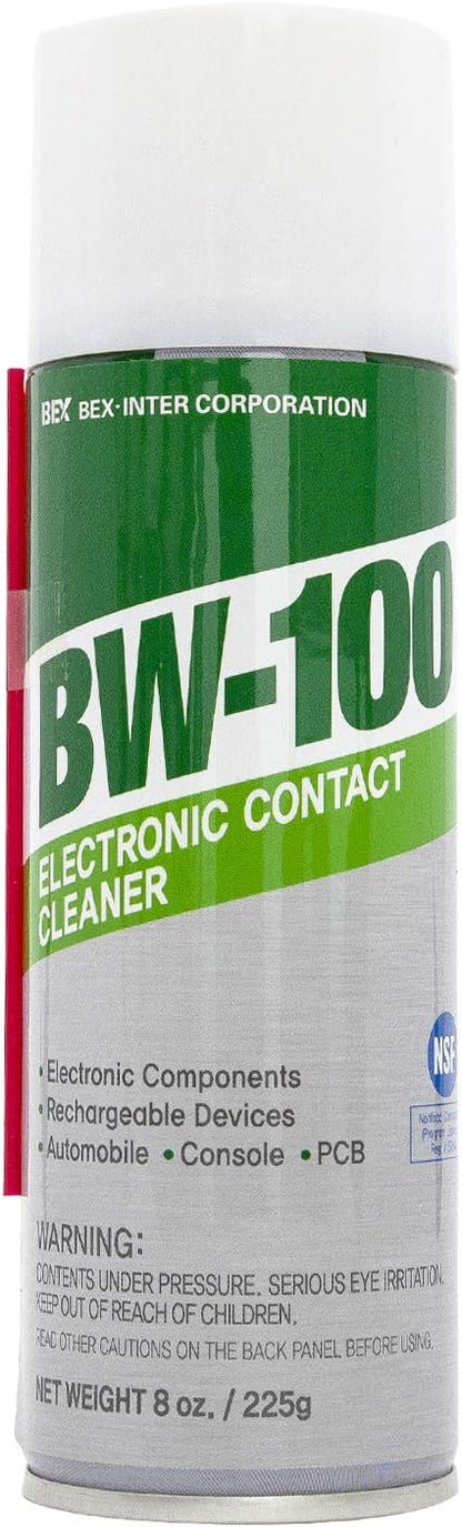 BW-100 Non-Flammable Electronic Contact Cleaner Aerosol Spray- Safely Cleans Joycons, Computers, PCB and More - Removes dust, Dirt and contaminants on Contacts - Quick Dry|8oz/225g |