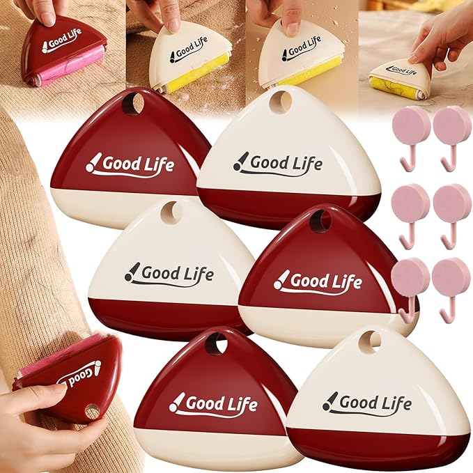 Good Life Lint Roller, Portable Washable Lint Roller, Washable Reusable Lints Rollers for Pet Hair Extra Sticky, Lints Remover for Clothes, Travel, Fur, Hair, Dust, Thread, Grime & Pet Hair (6pcs)