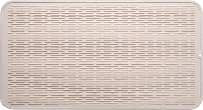 MicoYang Silicone Dish Drying Mat for Multiple Usage,Easy clean,Eco-friendly,Heat-resistant Silicone Mat for Kitchen Counter or Sink,Refrigerator or Drawer Liner Tapioca 4XL 32 inches x 18 inches