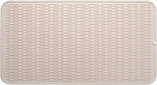MicoYang Silicone Dish Drying Mat for Multiple Usage,Easy clean,Eco-friendly,Heat-resistant Silicone Mat for Kitchen Counter or Sink,Refrigerator or Drawer Liner Tapioca 4XL 32 inches x 18 inches