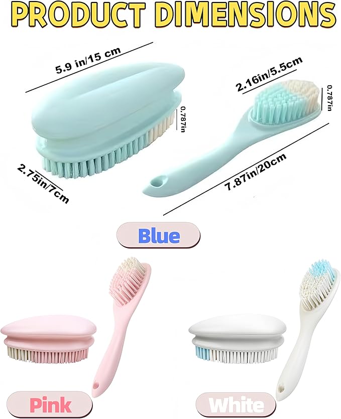 2 Pack Soft Bristle Cleaning Scrub Brush Laundry Brush Scrubber Brush for Clothes, Carpet and Fabric Stain Removal, Scrubbing Brush with Ergonomic Handle (Blue)