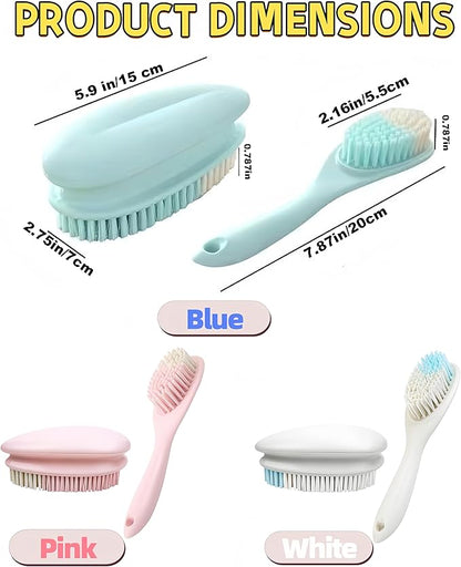 2 Pack Soft Bristle Cleaning Scrub Brush Laundry Brush Scrubber Brush for Clothes, Carpet and Fabric Stain Removal, Scrubbing Brush with Ergonomic Handle (White)