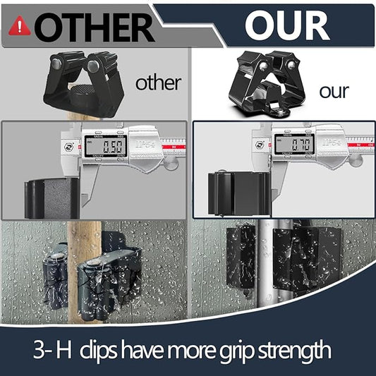 3-H Stainless Steel Broom Holder Wall Mount 6 Pack- Heavy Duty Mop Organizer, Wall Mounted Broom Storage with Secure Mounting for Kitchen Laundry Garage Bathroom (Space Saving)