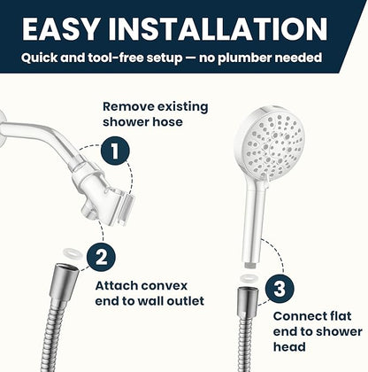 BRIGHT SHOWERS Extra Long Shower Hose 118 Inches – Stainless Steel Handheld Shower Hose with Brass Connectors, Anti-Kink, Leak-Proof, Easy to Install, Fits Most Shower Heads, Brushed Nickel