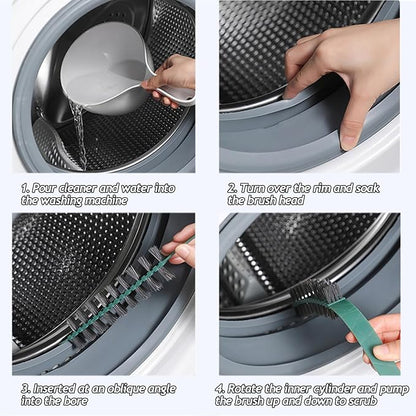 3 Pack Washing Machine Cleaning Brush, Crevice Brush of Drum Washing Machine, Home Essentials Cleaning Brush, Long Coil Brush Washing Machine Brush Stiff Bristle Cleaning Tool (3Pcs White)