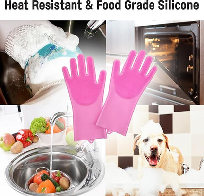Silicone Magic Gloves : Ultimate Cleaning Gloves for Dishwashing, Kitchen, Pet, and Car