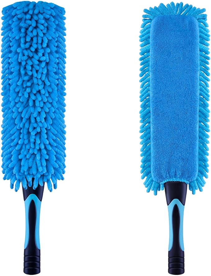 17" Microfiber Flexible Ceiling Fan Duster with Washable Chenille Dusting Cloth, Use by Hand or Attach to Extension Poles (1)