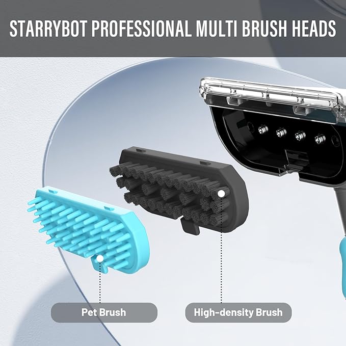 Starrybot Portable Carpet Cleaner Machine with Steam and Heating Techology,18Kpa Powerful Suction with Versatile Tools for Pets, Couch,Spot Cleaner for Stairs/Furniture/Rug(Gray)(AC0201)