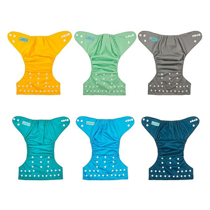 ALVABABY Baby Cloth Diaper 6 Pack with 12 Inserts One Size Cloth Diaper Covers Adjustable Washable Reusable for Baby Girls and Boys