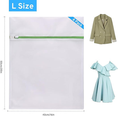 4 Pcs Mesh Laundry Bags Set for Delicates with AUTO-Lock Zipper, Lingerie Bags for Washing Delicates, Laundry Bags Mesh Wash Bags, Delicates Laundry Bag for Jeans,Blouse,Stocking,Bra(Large,20" x 16")