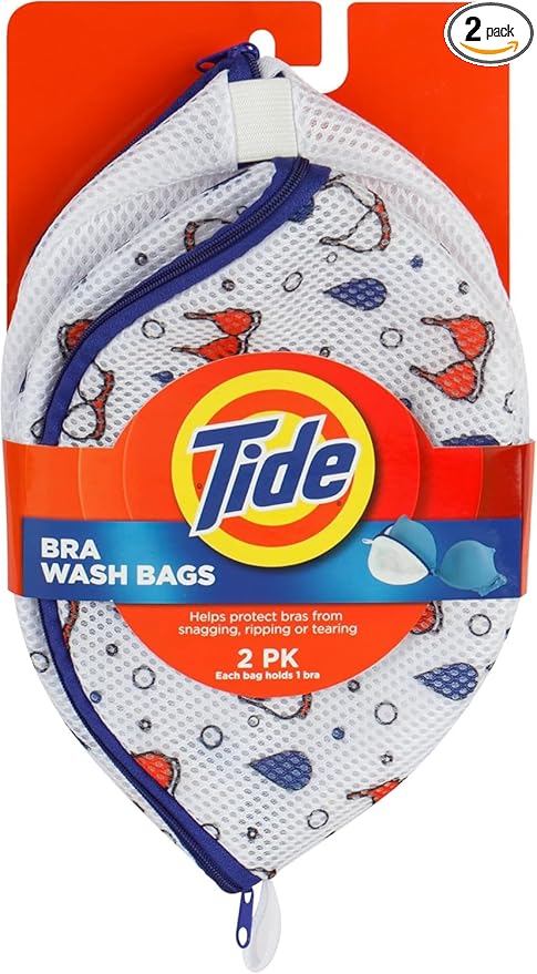 Tide Bra Wash Bag, Mesh Lingerie Laundry Bag for Wash Machine, Holds 1 Bra, Protection from Snagging, Ripping, or Tearing, 2 Pack