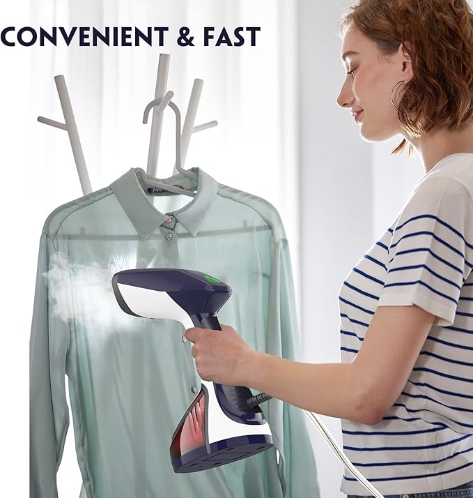 URPOWER 300ml Portable Clothes Steamer 15-Second Heat-Up Handheld Steamer for Clothes 1500W Detachable Tank, Stainless Steel Soleplate, Travel Garment & Fabric Steamers for Home/Office, 120V