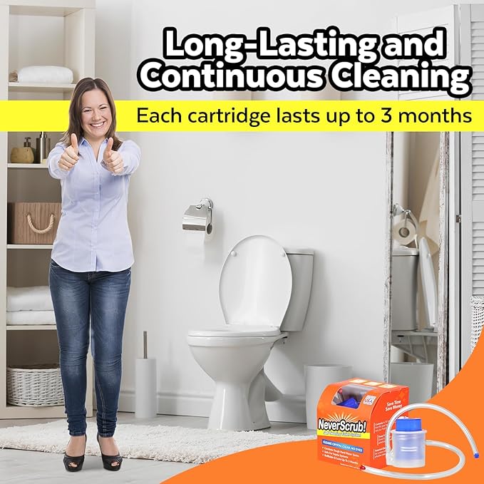 Refill Cartridge Self Cleaning Toilet System - Replacement Cartridge for Automatic Toilet Bowl Cleaner - 1.65 oz, Lasts Up To 3-5 Months Continuous Toilet Bowl Cleaning