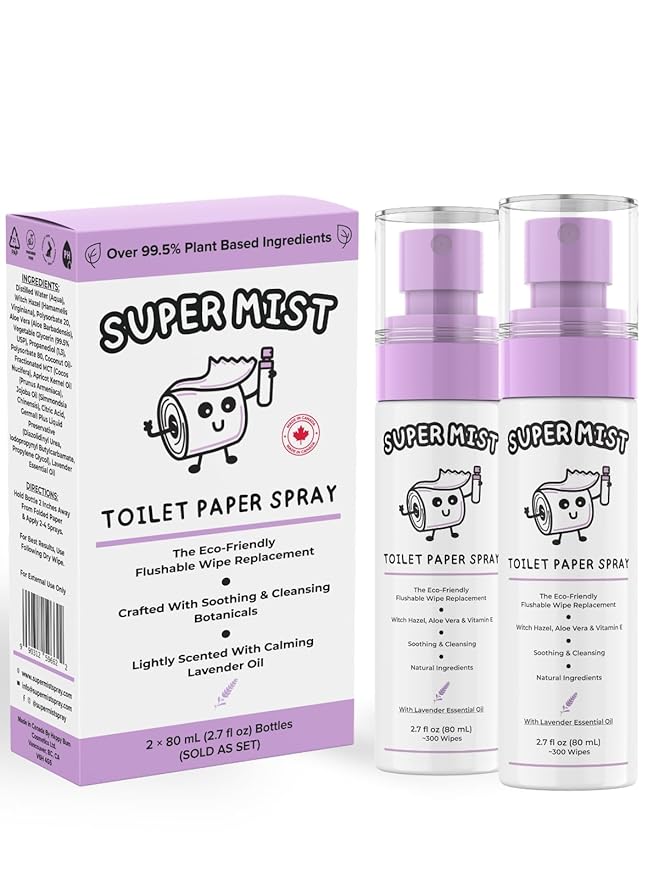 Toilet Paper Spray - 2 Pack (2 X 2.7 fl oz.) - Upgrade Toilet Paper into a Gentle, Cleansing Wipe | A Better Toilet Paper Experience | Soothing Formula | Travel Friendly