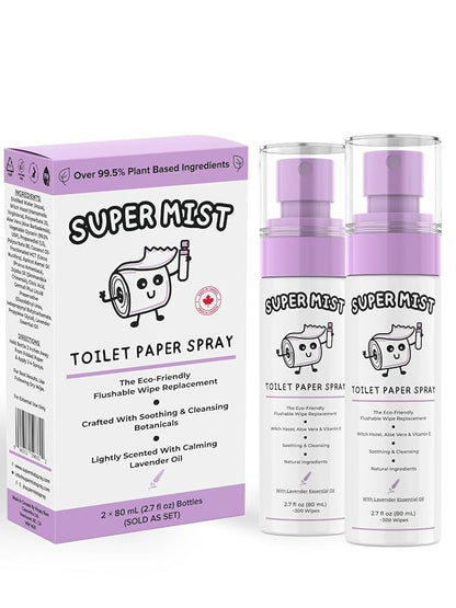 Toilet Paper Spray - 2 Pack (2 X 2.7 fl oz.) - Upgrade Toilet Paper into a Gentle, Cleansing Wipe | A Better Toilet Paper Experience | Soothing Formula | Travel Friendly