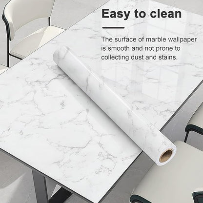 Dimoon 15.7''x70.9'' Marble Peel and Stick Wallpaper White Granite Contact Paper for Countertops Waterproof Kitchen New Environmentally Friendly Materials Thickening Upgrade Renter Friendly Vinyl Wrap