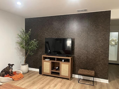 3yecao 16"×1181" Big Roll Large Size Thick Dark Brown Tan Grey Concrete Wallpaper Peel and Stick Vinyl Wrap Glossy Waterproof Taupe Charcoal Gray Concrete Cement Contact Paper for Bedroom Office Walls