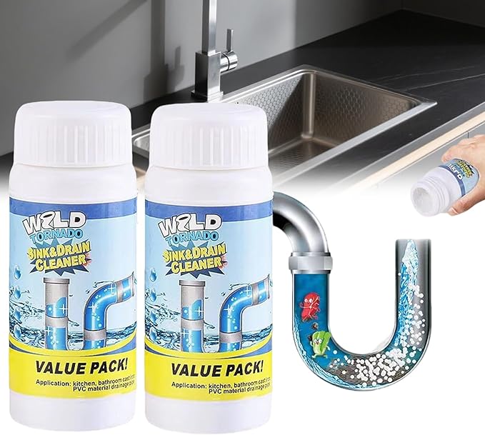 Sink and Drain Cleaner, Garbage Disposal Cleaner, 2025 Upgrade Sink Drain Cleaner, Powerful Pipe Dredging Agent for Kitchen Toilet (2PCS)