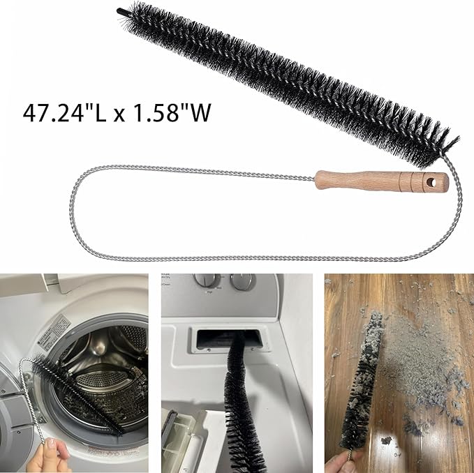 47.24" Extra Long Dryer Vent Cleaner Brush – Flexible Dryer Lint Brush for Deep Cleaning of Lint Trap, Refrigerator Coils, Dust, and Pet Hair – for Fire Risk Reduction & Better Efficiency