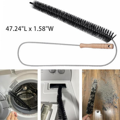 47.24" Extra Long Dryer Vent Cleaner Brush – Flexible Dryer Lint Brush for Deep Cleaning of Lint Trap, Refrigerator Coils, Dust, and Pet Hair – for Fire Risk Reduction & Better Efficiency