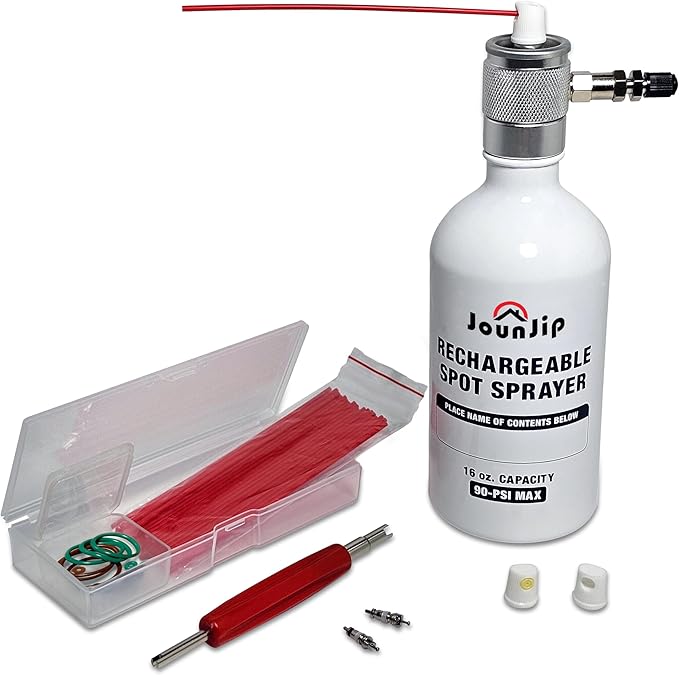 JOUNJIP Refillable Non Aerosol Compressed-Air Spray Bottle- Pressurized Sprayer, Aluminum Can Sprayer for Automotive, Cleaning and Lubrication- 16 oz (Empty Bottle), NOT an Air Duster