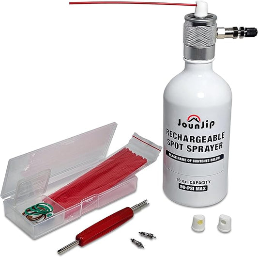 JOUNJIP Refillable Non Aerosol Compressed-Air Spray Bottle- Pressurized Sprayer, Aluminum Can Sprayer for Automotive, Cleaning and Lubrication- 16 oz (Empty Bottle), NOT an Air Duster