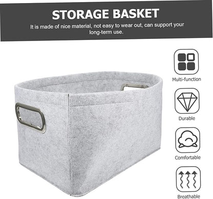 Felt Storage Basket Laundry Hamper with Handles Multifunctional Home Organizer for Clothes Books Cosmetics Lightweight Container for Bedroom and Closet Light Gray