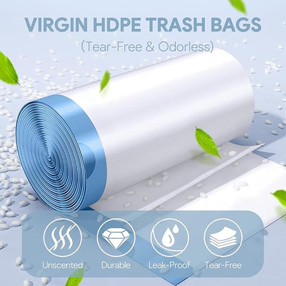 4 Gallon Small Trash Bags, Drawstring 4 Gallon Garbage Bags, Tear-Free Separated Unscented White Small Trash Bags Plastic Wastebasket Liners for Bathroom Toilet Home Office and Bedroom, 160 Count