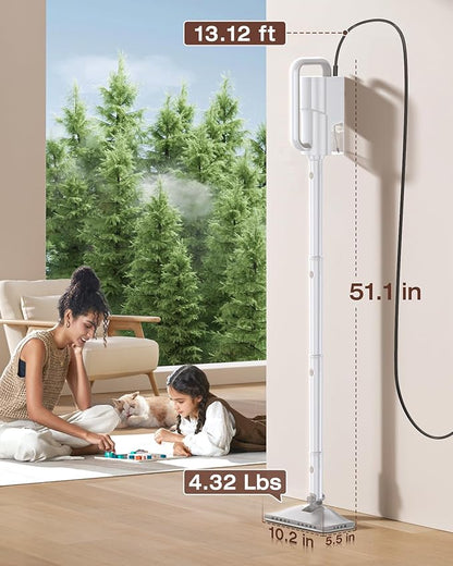 10-in-1 Steam Mop with Detachable Handheld Steamer, 350ml Tank, 10s Heat-Up, 248°F Steam Cleaner, 3-Level Control and Swivel Head for Floors, Carpets, Tiles, BBQ grill Multi-Surface Clean White