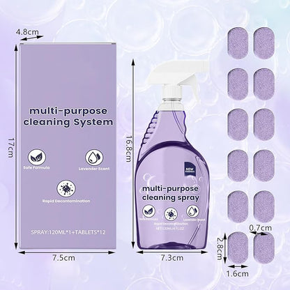 KUNAL All-In-One Multi Purpose Cleaning System with Cleaning Tablets,Spray Oven Cleaner, Multi-Surface Cleaners Spray for Every Stain-Cleaner(1 Bottle+12Tablet)