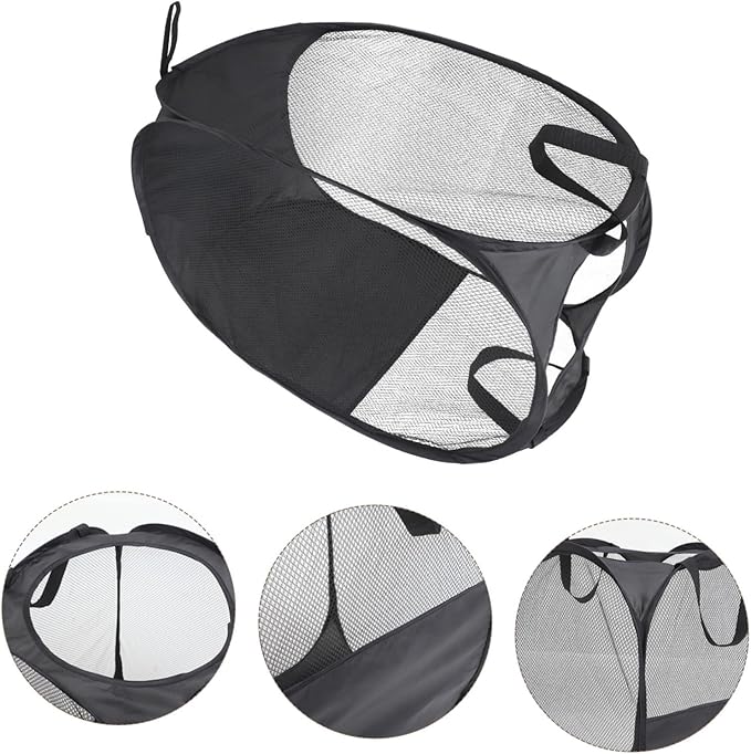 VALICLUD Modern Mesh Laundry Basket Foldable Laundry Bin Lid for Dorm Home Bathroom Storage Pouch