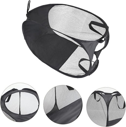 VALICLUD Modern Mesh Laundry Basket Foldable Laundry Bin Lid for Dorm Home Bathroom Storage Pouch