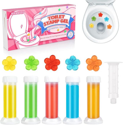 Flower Toilet Gel Stamp, 60 Count Toilet Bowl Stamp Gel 5 Kinds Of Scent Toilet Bowl Cleaner