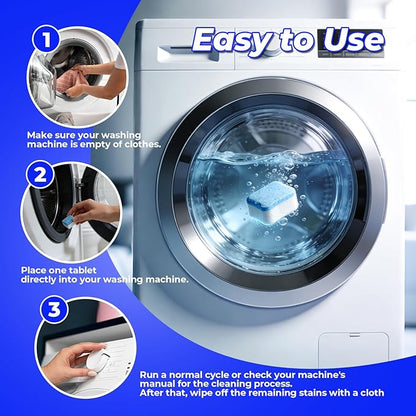 Washing Machine Cleaner (24 Pack), Washing Machine Cleaning Tablets for Front Load & Top Load HE Washers, Washer Cleaner Easily Removes Residue Grime & Odors, Septic Safe, 12 Month Supply